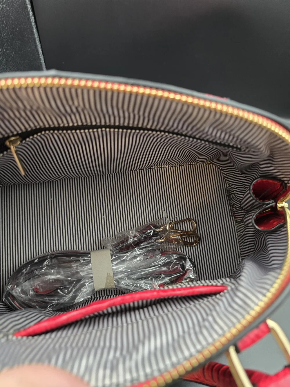 Structured Dome Satchel Handbag in Bright Red with Gold Hardware